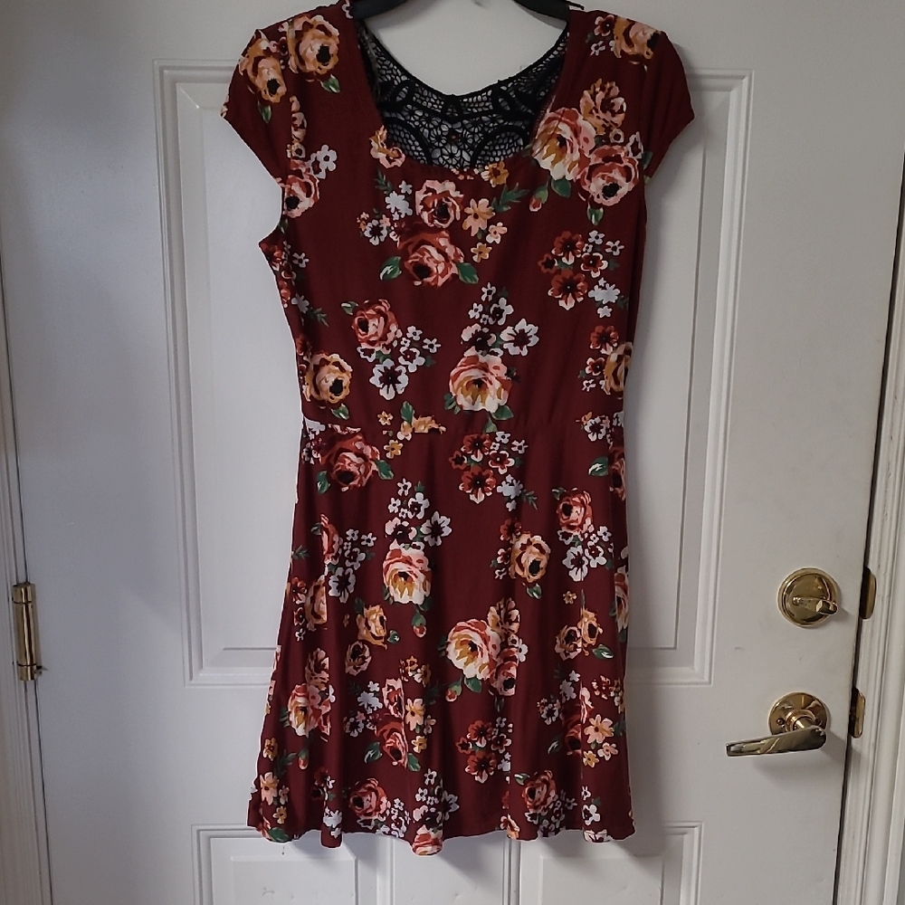 No Boundaries Burgundy Floral Mini Dress